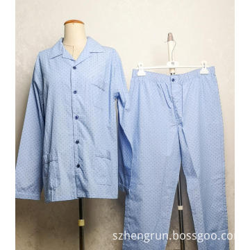 men's light blue dots pyjama set